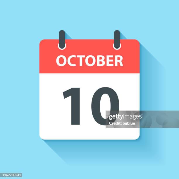 october 10 - daily calendar icon in flat design style - october stock illustrations