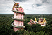 Aerial View of Wat Samphran Dragon Temple Near Bangkok, Thailand