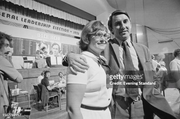 British Liberal Democrat politician David Steel with his wife Judith after his election as new Leader of the Liberal Party, UK, 9th July 1976.