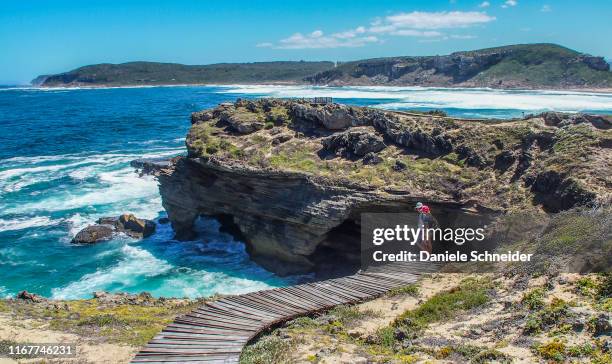 south africa, garden route, trail by the indian ocean, plettenberg (model release) - garden route south africa stock pictures, royalty-free photos & images