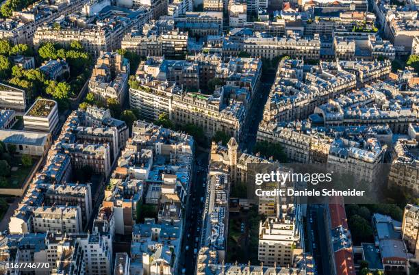 france, 7th arrondissement, view from the eiffel tower (avenue rapp, rue de montessuy) - paris island stock pictures, royalty-free photos & images