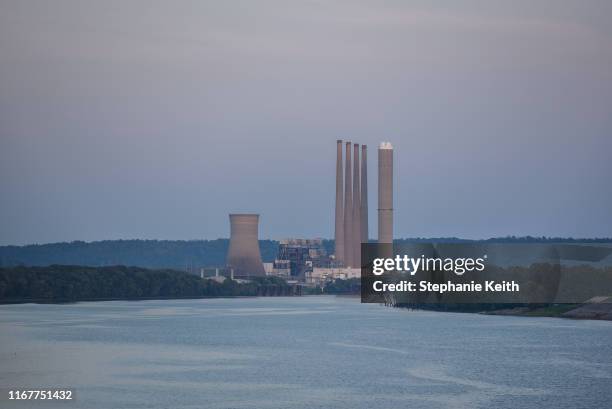 The J.M. Stuart Station is seen next to the Ohio River on September 10, 2019 near Manchester, Ohio. The power plant closed in 2018 and had been in...