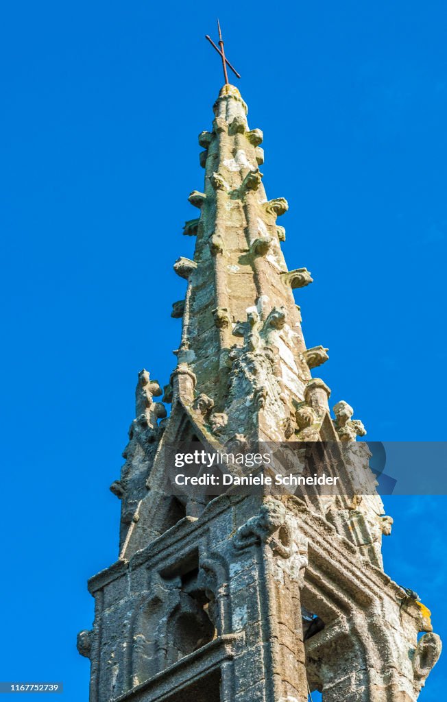 France, Brittany, Douamenez, Treboul, bell tower of the chapel Saint-Jean, coastal path (GR 34)