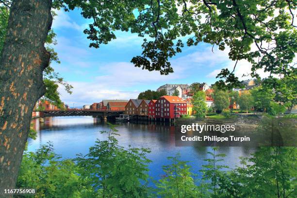 europe,norway, trondheim. gamle bybro, old town bridge - trondheim stock pictures, royalty-free photos & images