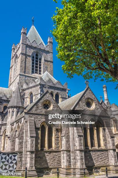 republic of ireland, dublin, historical centre, christ church cathedral (cathedral of the holy trinity) (19th century) - dublin republic of ireland stock pictures, royalty-free photos & images