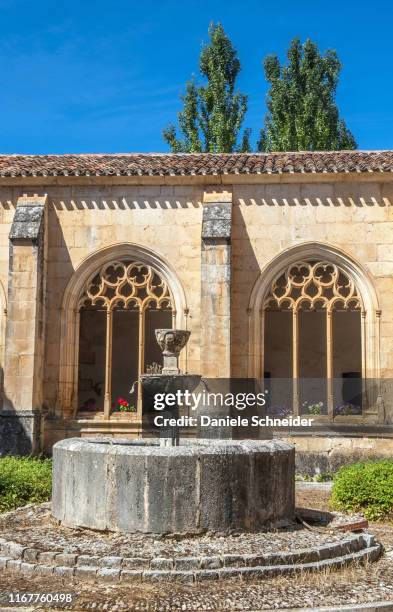 spain, autonomous community of castile and leon, province of burgos, historical village of covarrubias, cloister of the collegiate church of saint cosme and saint damian (16th century) (saint james way) - covarrubias stock pictures, royalty-free photos & images