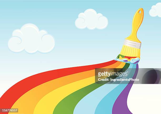 rainbow in the sky - action painting stock illustrations