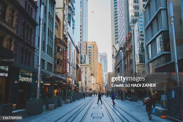 street scene in sydney city | new south wales | australia - 商業地域 ストックフォトと画像