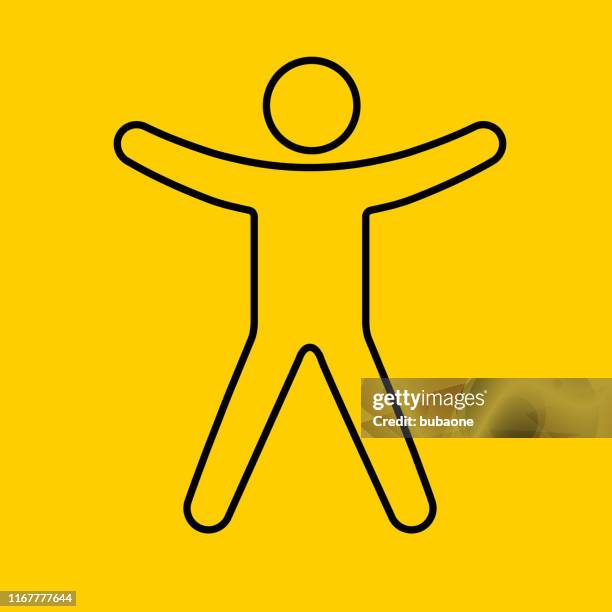 illustrazioni stock, clip art, cartoni animati e icone di tendenza di icona di un uomo con le braccia tese - il corpo umano