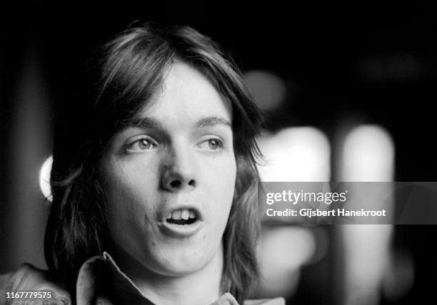 Guitarist Jimmy McCulloch being interviewed in Montreux , Switzerland, 1973.