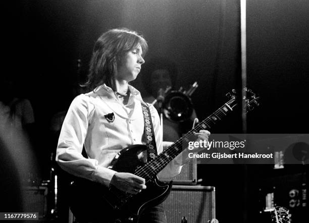 Guitarist Jimmy McCulloch of Wings performs on stage at Ahoy, Rotterdam, Netherlands, 25th March 1976.