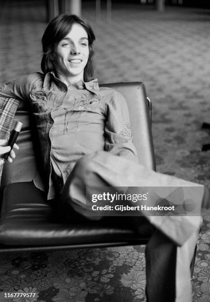 Guitarist Jimmy McCulloch being interviewed in Montreux , Switzerland, 1973.