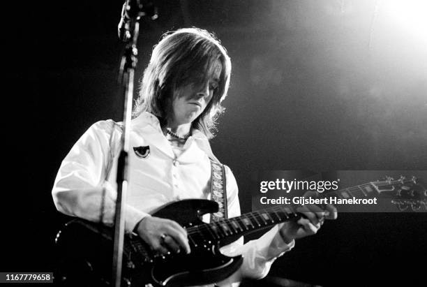 Guitarist Jimmy McCulloch of Wings performs on stage at Ahoy, Rotterdam, Netherlands, 25th March 1976.