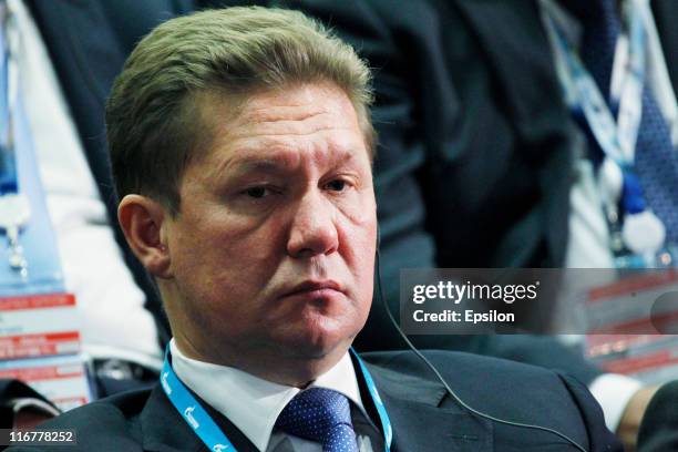 Alexei Miller, Deputy Chairman of the Board of Directors, Chairman of the Management Committee of Gazprom JSC attends the St. Petersburg...