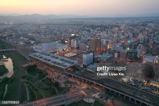 asashikawa cityscape - asahikawa stock-fotos und bilder