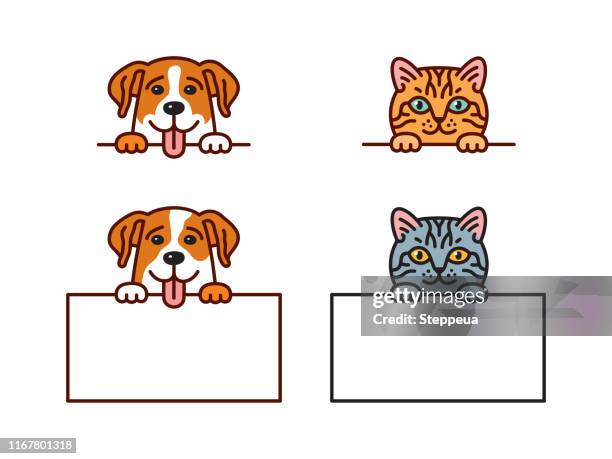 katze & hund - puppy stock-grafiken, -clipart, -cartoons und -symbole