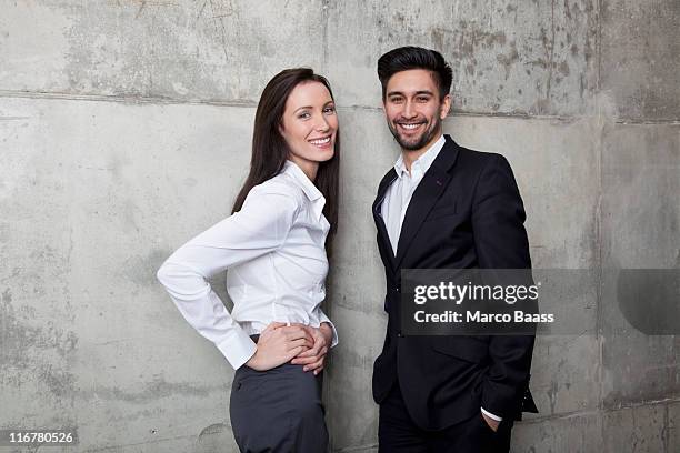 portrait of a businesswoman and businessman - open collar stock pictures, royalty-free photos & images