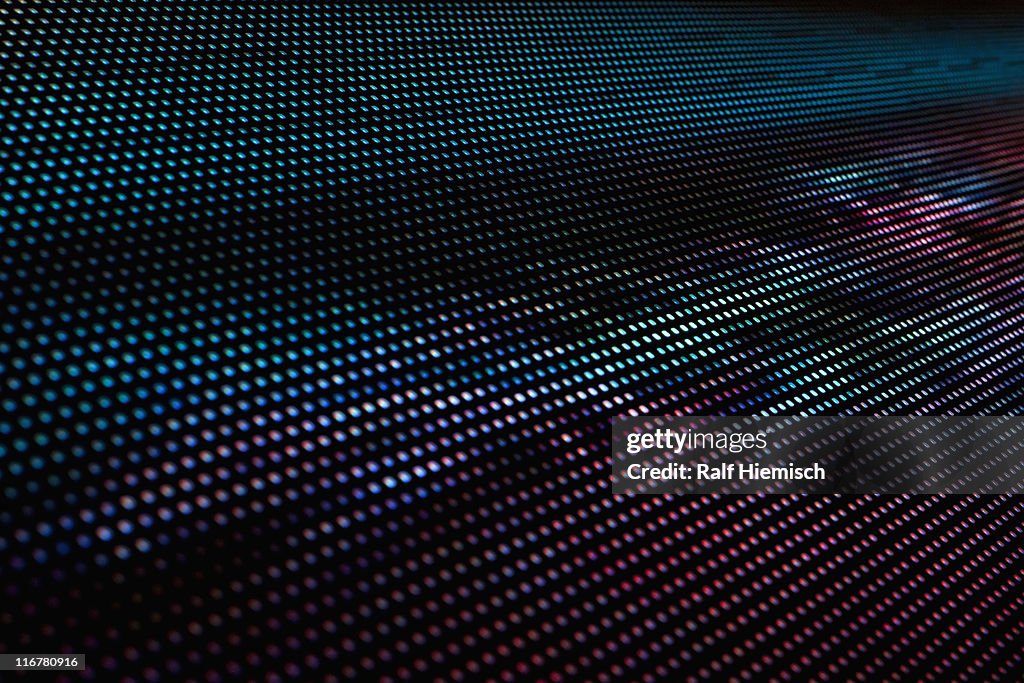 Close-up, full frame of an abstract image on an LED display