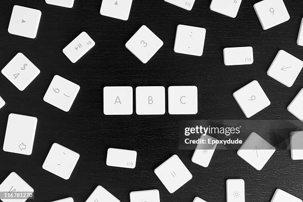 computer keys a, b and c in alphabetical order - lettera a c foto e immagini stock