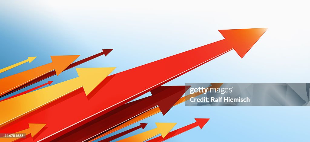 A large group of arrows pointing upwards