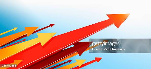 a large group of arrows pointing upwards - success concept stock illustrations