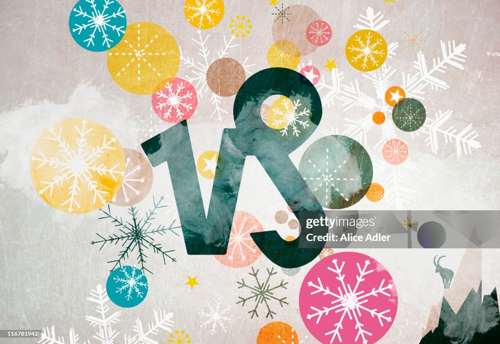 Astrological sign of Capricorn and winter motifs