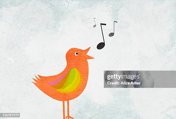 ilustraciones, imágenes clip art, dibujos animados e iconos de stock de a bird singing - bird singing