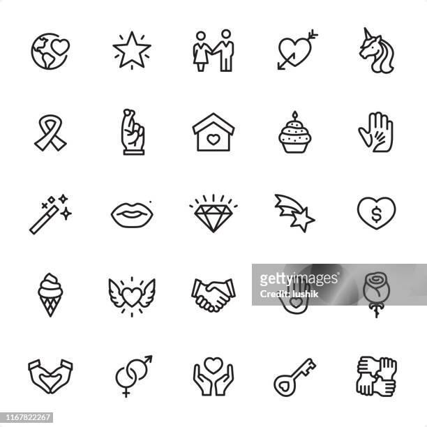 liebe und nächstenliebe - umriss icon set - finger kreuzen stock-grafiken, -clipart, -cartoons und -symbole