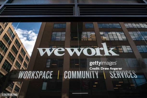 WeWork office facility stands in the DUMBO neighborhood in the Brooklyn borough of New York City on September 13, 2019. WeWork has chosen to list...
