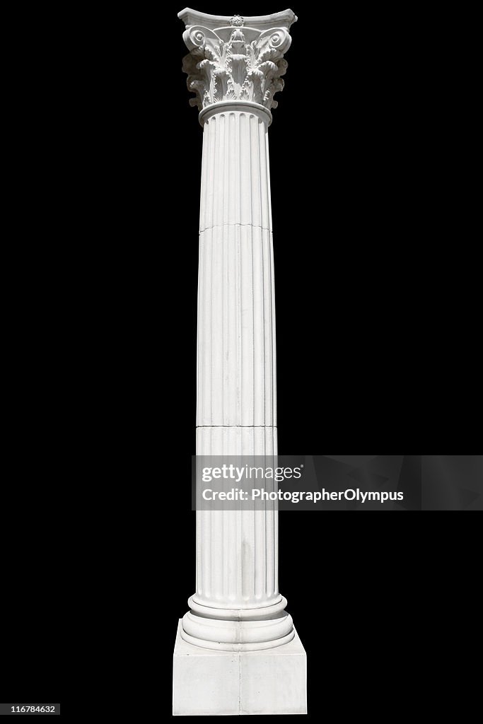 White Greek column on black