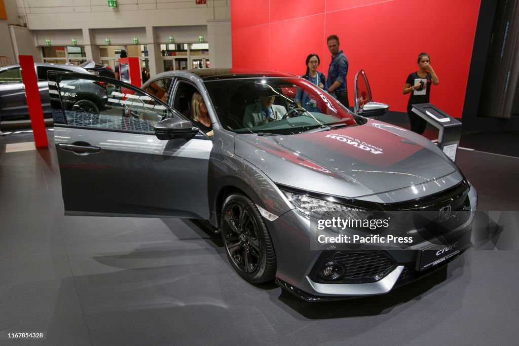 The Japanese car manufacturer Honda displays the Honda Civic...