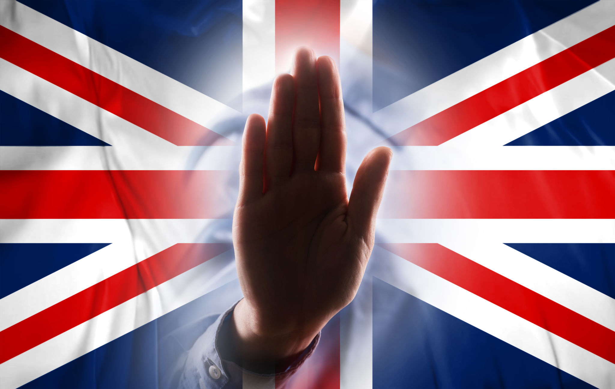 UNITED KINGDOM FLAG with hand STOP SIGN / Flag concept (Click for more) UNITED KINGDOM FLAG with hand STOP SIGN / Flag concept (Click for more)