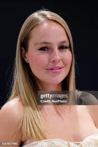 Esmeralda Moya attends Adlib Moda Ibiza fashion show at Ifema on September 13, 2019 in Madrid, Spain.