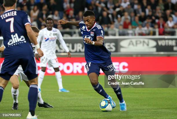 Jeff Reine-Adelaide of Lyon during the French Ligue 1 match between Amiens SC and Olympique Lyonnais at Stade de la Licorne on September 13, 2019 in...