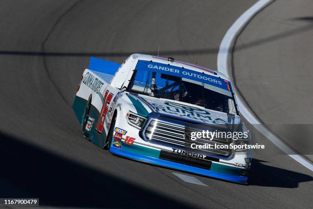 Austin Hill Hattori Racing Enterprises Toyota Tundra during practice for the NASCAR Gander Outdoors Truck Series World of Westgate 200 on September...