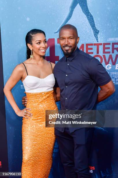 Corinne Foxx and Jamie Foxx attend the LA Premiere of Entertainment Studios' "47 Meters Down Uncaged" at Regency Village Theatre on August 13, 2019...