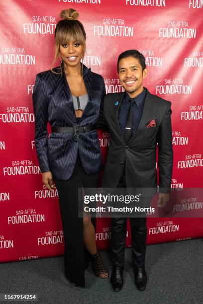 Laverne Cox and Dino Ramos attend SAG-AFTRA Foundation Conversations with "Orange Is The New Black" at SAG-AFTRA Foundation Screening Room on August...