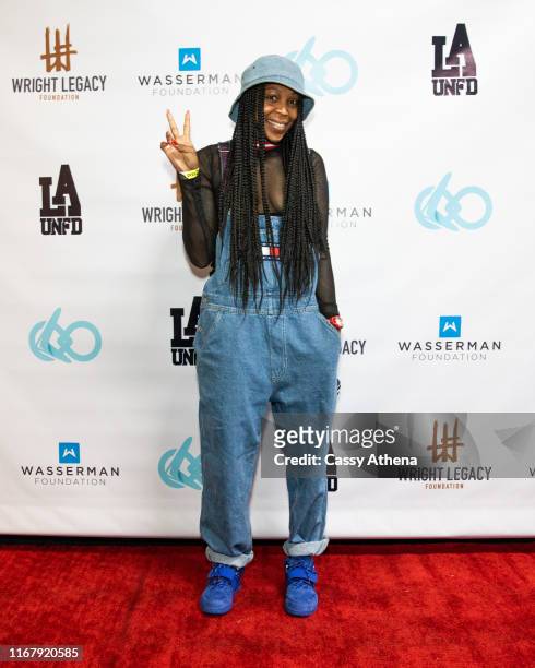Cappie Pondexter poses at the Wright Legacy Foundation skate night at World on Wheels on August 03, 2019 in Los Angeles, California.