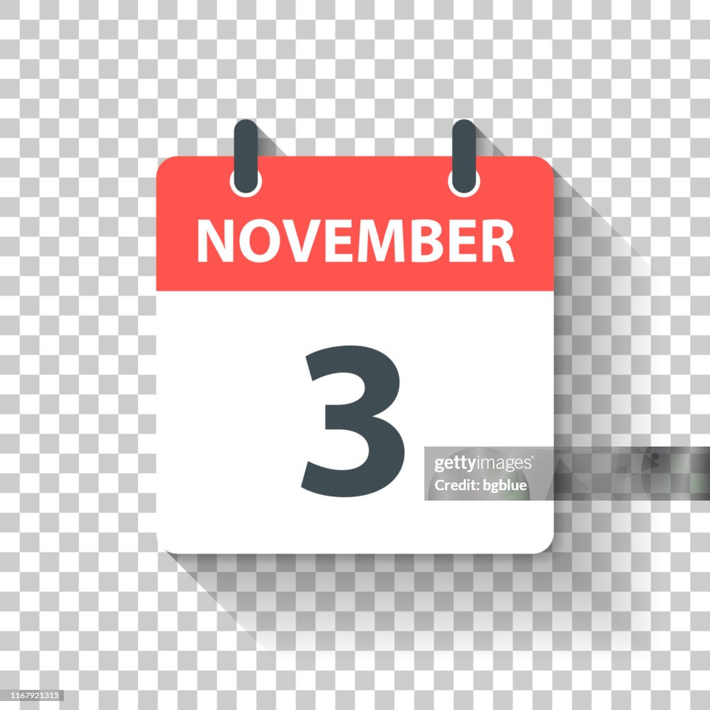 3 november-dagelijks kalenderpictogram in platte ontwerp stijl