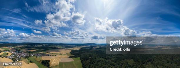 panoramic aerial view of german landscape - rheingau-taunus area - wiesbaden stock pictures, royalty-free photos & images