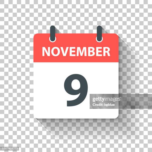 ilustrações, clipart, desenhos animados e ícones de novembro 9-ícone diário do calendário no estilo liso do projeto - written date