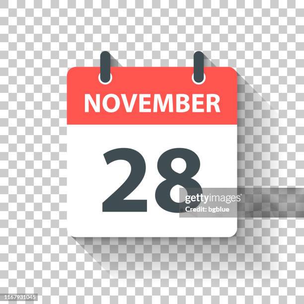 november 28 - daily calendar icon in flat design style - november 2019 calendar stock illustrations