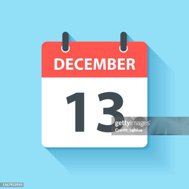 december 13 - daily calendar icon in flat design style - number 13 stock illustrations