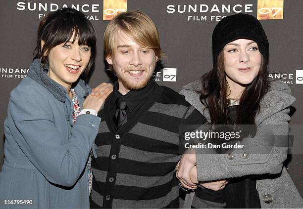 Zooey Deschanel, Lou Taylor Pucci and Jena Malone during 2007 Sundance Film Festival - "The Go-Getter" Premiere at The Library Theater in Park City,...