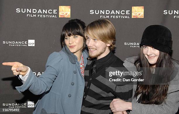 Zooey Deschanel, Lou Taylor Pucci and Jena Malone during 2007 Sundance Film Festival - "The Go-Getter" Premiere at The Library Theater in Park City,...