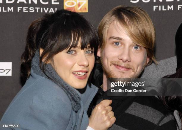 Zooey Deschanel and Lou Taylor Pucci during 2007 Sundance Film Festival - "The Go-Getter" Premiere at The Library Theater in Park City, Utah, United...