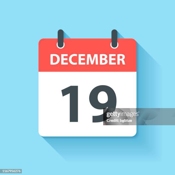 illustrations, cliparts, dessins animés et icônes de 19 décembre - icône de calendrier quotidien dans le modèle plat - décembre