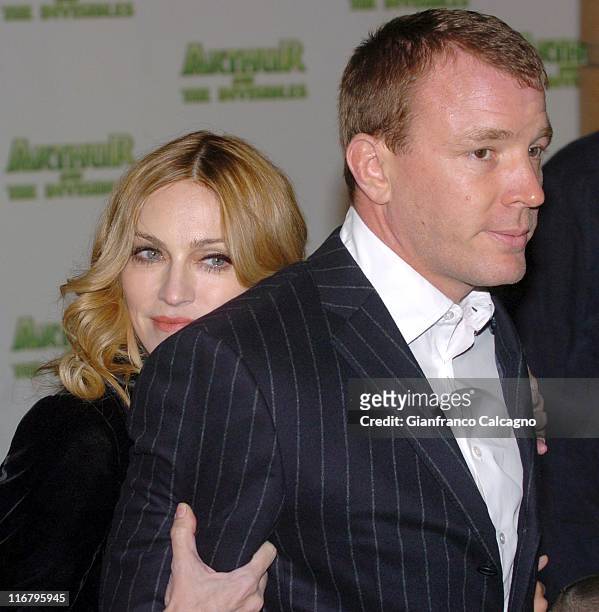 Madonna and Guy Ritchie during "Arthur And The Invisibles" - London Premiere - Green Carpet Arrivals at Vue Leicester Square in London, Great Britain.