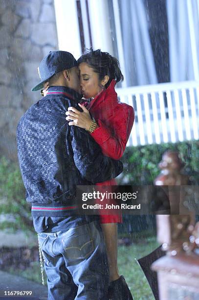 Bow Wow and model Rianna during Bow Wow on the Set of "Outta My System" Music Video Featuring T-Pain - February 3, 2007 at Metropolis Studios in Los...