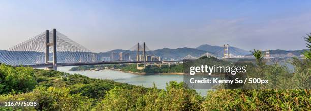 tsing ma bridge, hong kong - tsing ma bridge stock-fotos und bilder